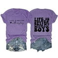 thumbnail image 1 of Baqcunre T Shirts For Women Double Printing Women My Boy Summer Casual Short Sleeve Tees Tops Womens Tops Womens Blouses Purple M, 1 of 4