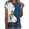 thumbnail image 1 of Baqcunre T Shirts For Women Shirts For Women Vintage Musical Note Print Tees T Shirt Gift Shirt Top Womens Short Sleeve Tops Womens Tops Blue S, 1 of 7