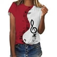 thumbnail image 1 of Baqcunre T Shirts For Women Shirts For Women Vintage Musical Note Print Tees T Shirt Gift Shirt Top Womens Short Sleeve Tops Womens Tops Red M, 1 of 7