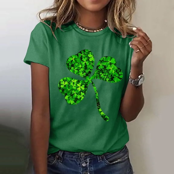Baqcunre T Shirts for Women,Casual St. Patrick's Day Print Top Short Sleeve Round Neck T-shirt Top,St. Patrick's Day Shirts for Women Womens Tops,Graphic Tees for Women Green S-XXL