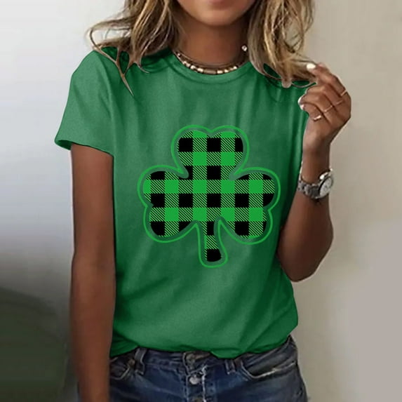 Baqcunre T Shirts for Women,Casual St. Patrick's Day Print Top Short Sleeve Round Neck T-shirt Top,St. Patrick's Day Shirts for Women Womens Tops,Graphic Tees for Women Green S-XXL