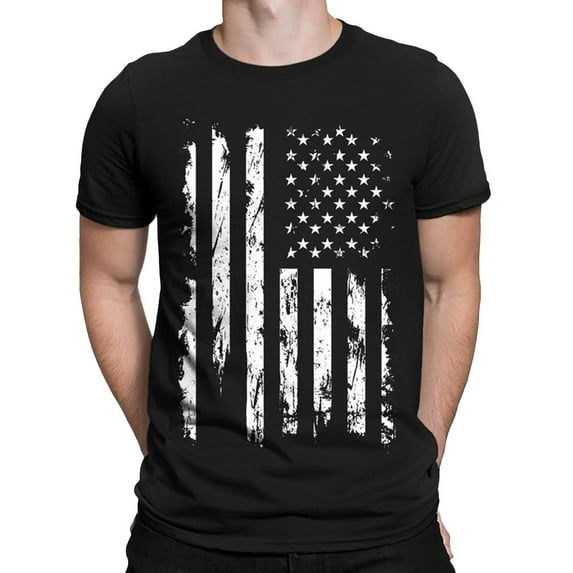 Baqcunre T Shirts for Man,3D Digital Printing Independence Day T-shirt Short Sleeve Round Neck Blouse Mens Shirts,Graphic Tees Black 3XL