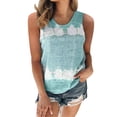 thumbnail image 1 of Baqcunre Tank Top For Women Womens Plus Size Daily Spring Round Neck Sleeveless Tie Dye Print Patchwork Crew Neck Tanks Tops(S 5Xl) Workout Tops For Women Tshirts Shirts For Women Green 3XL, 1 of 7