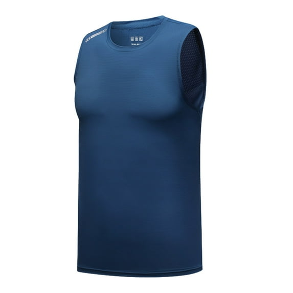 Baqcunre Tank Tops Men Ice Silk Quick Drying Clothes Sports Tank Top Large Wicking Sweatshirt Sleeveless Running Fitness Tank Top Mens Sweatshirt Tops For Men Blue L