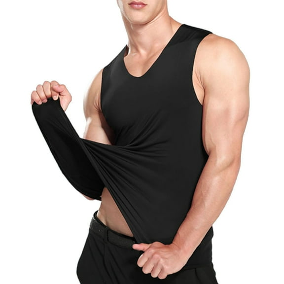 Baqcunre Tank Tops Men Ice Silk Vest Fitness Wide Shoulder Running Sports Seamless Quick Drying Inside And Outside Wear Summer Youth. Sweatshirts For Men Tops For Men Black XXL