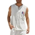 thumbnail image 1 of Baqcunre Tank Tops Men Male Tops Sports Sleeveless Top Cotton Vest Painting Fitness Muscle Tank Top Linen Shirts For Men Tops For Men White 3XL, 1 of 4