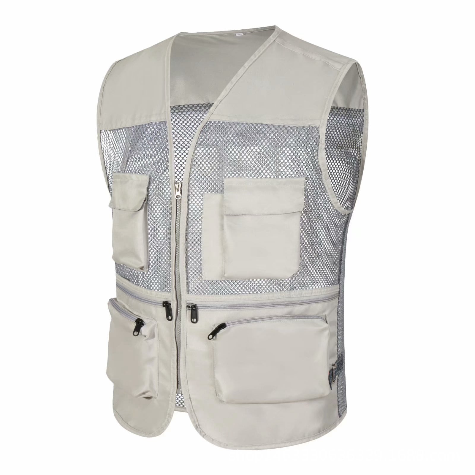 Baqcunre Tank Tops Men Men'S Casual Outdoor Work Fishing Travel Photo Cargo  Vest Jacket Multi Pockets Sleeveless Tshirts For Men Tops For Men Beige L