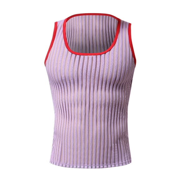Baqcunre Tank Tops Men Men'S Thin Style Vest Net Vest Men'S Vest I Line Vest Shirt Sports Shirt Sleeveless Tshirts For Men Tops For Men Purple M