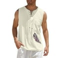 thumbnail image 1 of Baqcunre Tank Tops Men Men'S Tops Sports Sleeveless Top Cotton Vest Painting Fitness Muscle Tank Top Linen Shirts For Men Tops For Men Beige M, 1 of 4