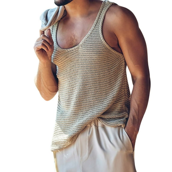 Baqcunre Tank Tops Men Men'S Vest Everything Suspender I Word Sports Vest Men'S Knitted Vest Men'S Gym Muscle Shirt Sweatshirts For Men Tops For Men Brown M