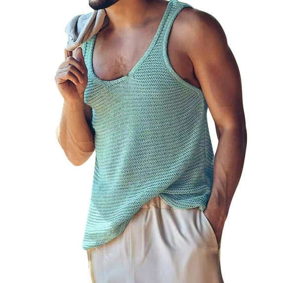 Baqcunre Tank Tops Men Men'S Vest Everything Suspender I Word Sports Vest Men'S Knitted Vest Men'S Gym Muscle Shirt Sweatshirts For Men Tops For Men Light blue XXL