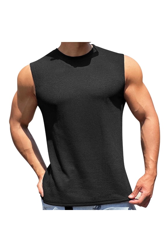 Tank Tops Men Solid Color Men'S Undershirt Bottoming Shirt Cardigan Sleeveless T Shirt Shirt Men'S Sports Tops Sweatshirts For Men Tops For Men Black L