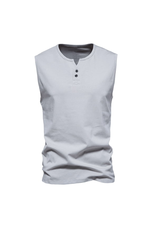 Tank Tops Men Summer Mens Wide Shouldered Collar Sleeveless T Shirt Cotton Shirt Vest Casual T Shirt Men Sleeveless Tshirts For Men Tops For Men Gray 2 XL