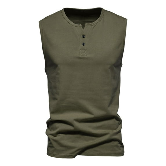 Baqcunre Tank Tops Men Summer Mens Wide Shouldered Collar Sleeveless T Shirt Cotton Shirt Vest Casual T Shirt Men Sleeveless Tshirts For Men Tops For Men Green 1 3XL