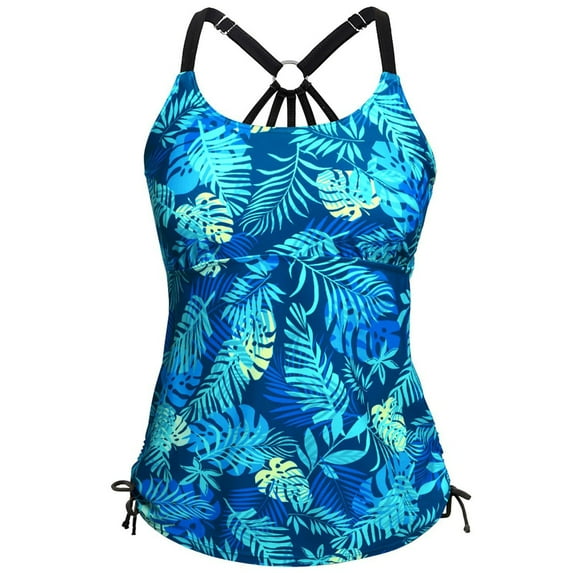Baqcunre Tankini Swimsuits for Women, Women's Spring/Summer Floral Gradient Conservative Print Talter Bikini Set, Women's Swimwear 1PC Sky Blue S