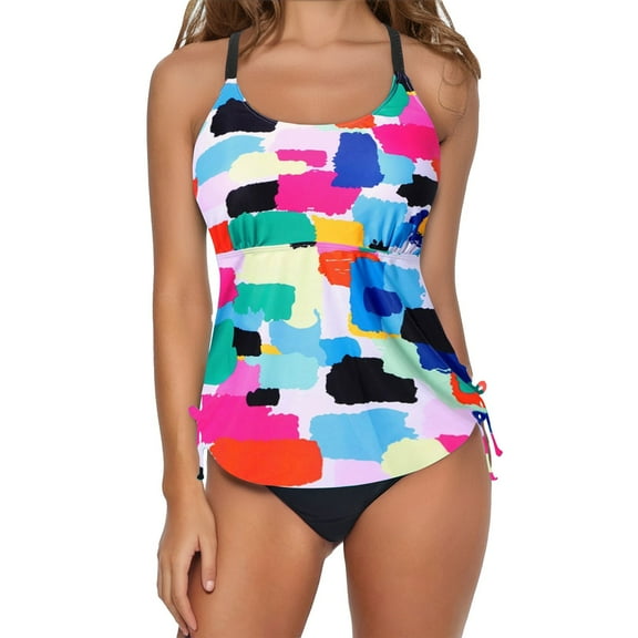 Baqcunre Tankini Tops for Women High Neck Swim Top Tummy Control Bathing Suit Top Modest Swim Tank Top No Bottom Purple M