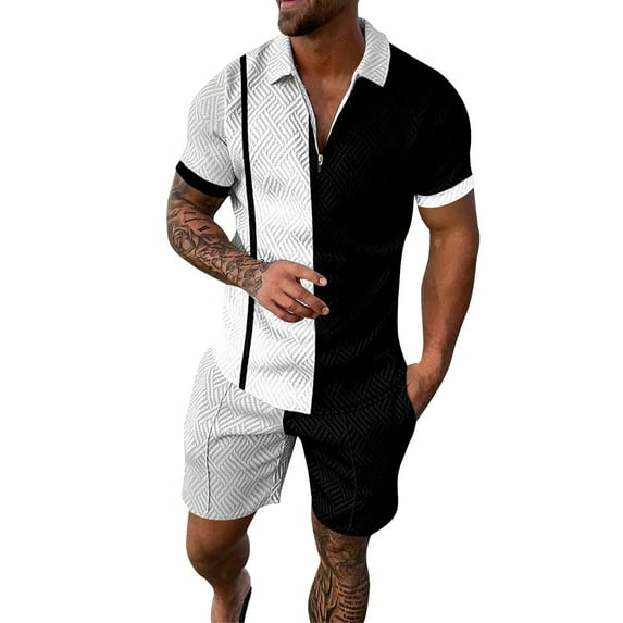 Baqcunre Track Suits For Men Set Men'S 3D Short Sleeve Suit Shorts Beach Tropical Hawaiianss Body Sports Shorts Suit Sports Suit Mens Outfits Tops For Men Black 4XL