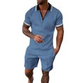 thumbnail image 1 of Baqcunre Track Suits For Men Set Men'S 3D Short Sleeve Suit Shorts Beach Tropical Hawaiianss Body Sports Shorts Suit Sports Suit Mens Outfits Tops For Men Light blue S, 1 of 4