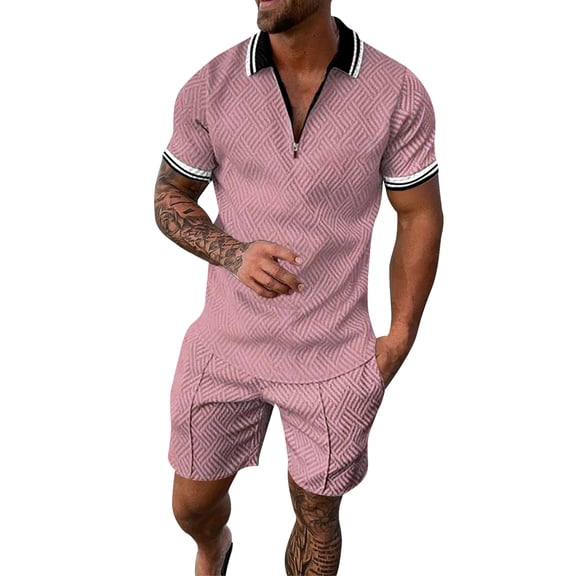 Baqcunre Track Suits For Men Set Men'S 3D Short Sleeve Suit Shorts Beach Tropical Hawaiianss Body Sports Shorts Suit Sports Suit Mens Outfits Tops For Men Pink XL