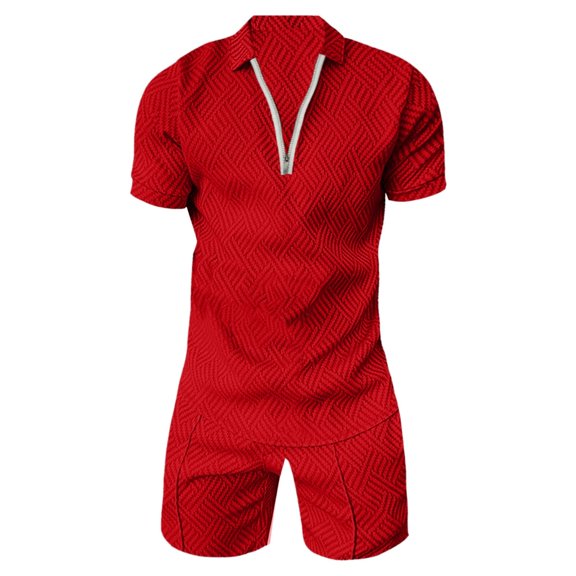 Baqcunre Track Suits For Men Set Men'S 3D Short Sleeve Suit Shorts Beach Tropical Hawaiianss Body Sports Shorts Suit Sports Suit Mens Outfits Tops For Men Red 3XL