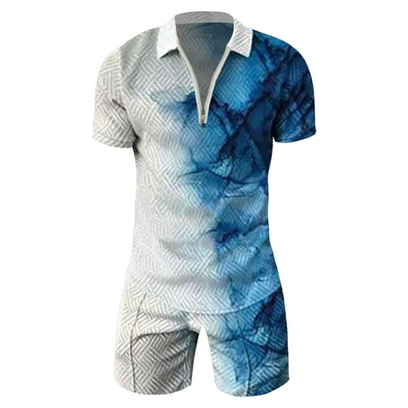 Baqcunre Track Suits For Men Set Men'S 3D Short Sleeve Suit Shorts Beach Tropical Hawaiianss Body Sports Shorts Suit Sports Suit Mens Outfits Tops For Men Sky Blue M