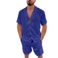 thumbnail image 1 of Baqcunre Track Suits For Men Set Men Spring Summer 2 Pieces Beach Short Sleeve Shirts & Shorts Pants Sets With Pockets Hawaiian Shirt For Men Tops For Men Navy M, 1 of 9