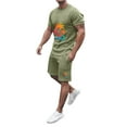 thumbnail image 1 of Baqcunre Track Suits For Men Set Men Summer Outfit Beach Short Sleeve Printed Shirt Short Suit Shirt Pants Suit With Pockets Hawaiian Shirt For Men Tops For Men Green M, 1 of 4