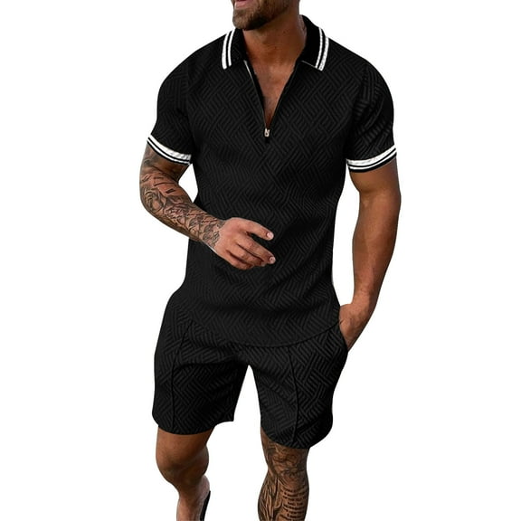 Baqcunre Track Suits For Men Set Men'S 3D Short Sleeve Suit Shorts Beach Tropical Hawaiianss Body Sports Shorts Suit Sports Suit Mens Outfits Tops For Men Black L