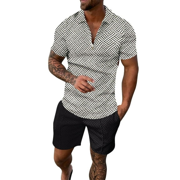 Baqcunre Track Suits For Men Set Men'S 3D Short Sleeve Suit Shorts Beach Tropical Hawaiianss Body Sports Shorts Suit Sports Suit Mens Outfits Tops For Men Grey XL