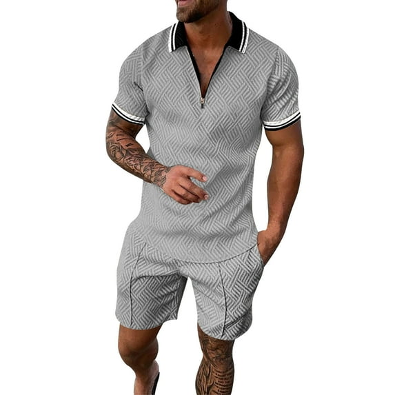 Baqcunre Track Suits For Men Set Men'S 3D Short Sleeve Suit Shorts Beach Tropical Hawaiianss Body Sports Shorts Suit Sports Suit Mens Outfits Tops For Men Grey M