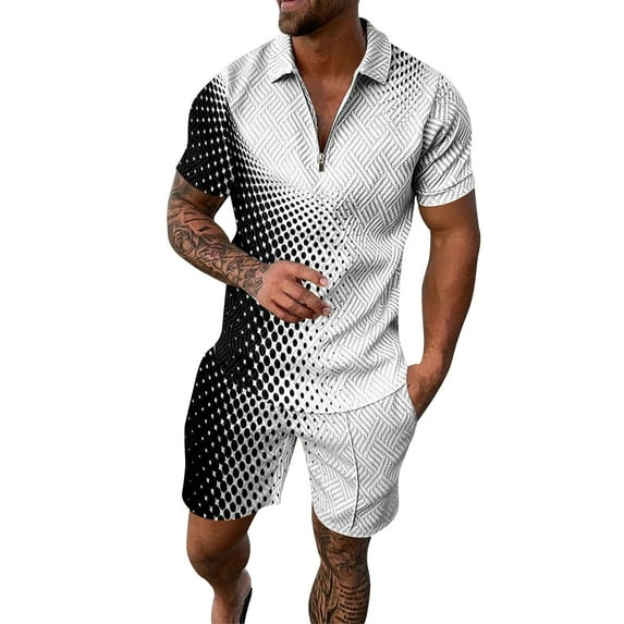 Baqcunre Track Suits For Men Set Men'S 3D Short Sleeve Suit Shorts Beach Tropical Hawaiianss Body Sports Shorts Suit Sports Suit Mens Outfits Tops For Men White 4XL