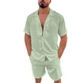 thumbnail image 1 of Baqcunre Track Suits For Men Set Men Spring Summer 2 Pieces Beach Short Sleeve Shirts & Shorts Pants Sets With Pockets Hawaiian Shirt For Men Tops For Men Green 3XL, 1 of 9