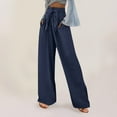 thumbnail image 1 of Baqcunre Trousers Pants for Women Casual Solid Color Loose Pockets Elastic Belt Waist Pants Long Trousers Womens Fashion Women's Pants Womens Pants Womens Clothes Navy M, 1 of 7