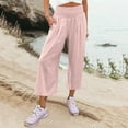 thumbnail image 1 of Baqcunre Trousers Pants for Women High Waist Pockets Elastic Waist Solid Loose Pants Casual Long Trousers Womens Fashion Women's Pants Womens Pants Womens Clothes Pink L, 1 of 6