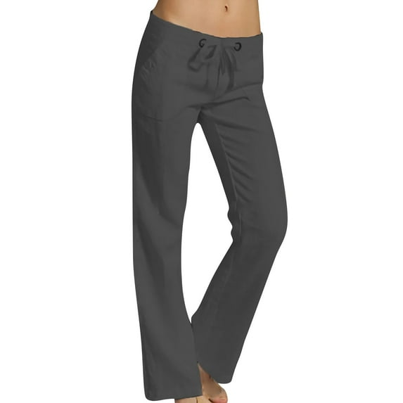 Baqcunre Trousers Pants for Women Ladies' Solid Cotton and Linen Temperament Slim Casual Trousers Womens Fashion Women's Pants Womens Pants Womens Clothes Black L
