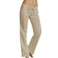thumbnail image 1 of Baqcunre Trousers Pants for Women Ladies' Solid Cotton and Linen Temperament Slim Casual Trousers Womens Fashion Women's Pants Womens Pants Womens Clothes White XXL, 1 of 8