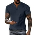 thumbnail image 1 of Baqcunre Tshirts Shirts For Men Men Summer Casual Shirt Blouse Blouse Short Sleeve Turn Down Collar Button Fashion Shirt Top Polo Shirts For Men Tops For Men Dark blue M, 1 of 6