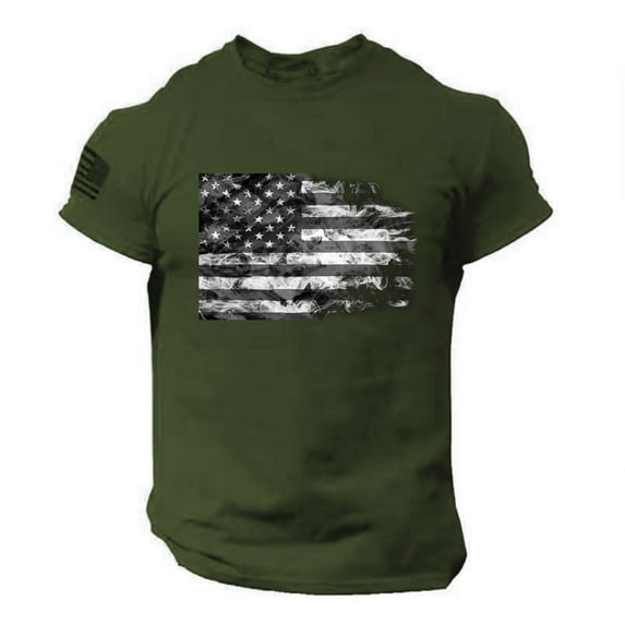 Baqcunre Tshirts Shirts For Men Summer Men'S Us Flag Logo Casual Fitness 3D Printed Short Sleeved T Shirt Polo Shirts For Men Tops For Men Green 6XL