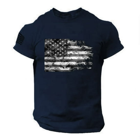 Baqcunre Tshirts Shirts For Men Summer Men'S Us Flag Logo Casual Fitness 3D Printed Short Sleeved T Shirt Polo Shirts For Men Tops For Men Navy 5XL