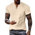 thumbnail image 1 of Baqcunre Tshirts Shirts For Men Men Summer Casual Shirt Blouse Blouse Short Sleeve Turn Down Collar Button Fashion Shirt Top Polo Shirts For Men Tops For Men Beige L, 1 of 5