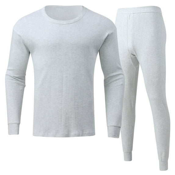 Baqcunre Two Piece Set,Mens Simple Solid Color Thick Thermal Underwear Set Leggings Bottoming Shirt Autumn Clothes,Lounge Set Thermal Underwear for Men Thermal Shirts for Men White M