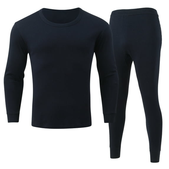 Baqcunre Two Piece Set,Mens Simple Solid Color Thick Thermal Underwear Set Leggings Bottoming Shirt Autumn Clothes,Lounge Set Thermal Underwear for Men Thermal Shirts for Men Navy L