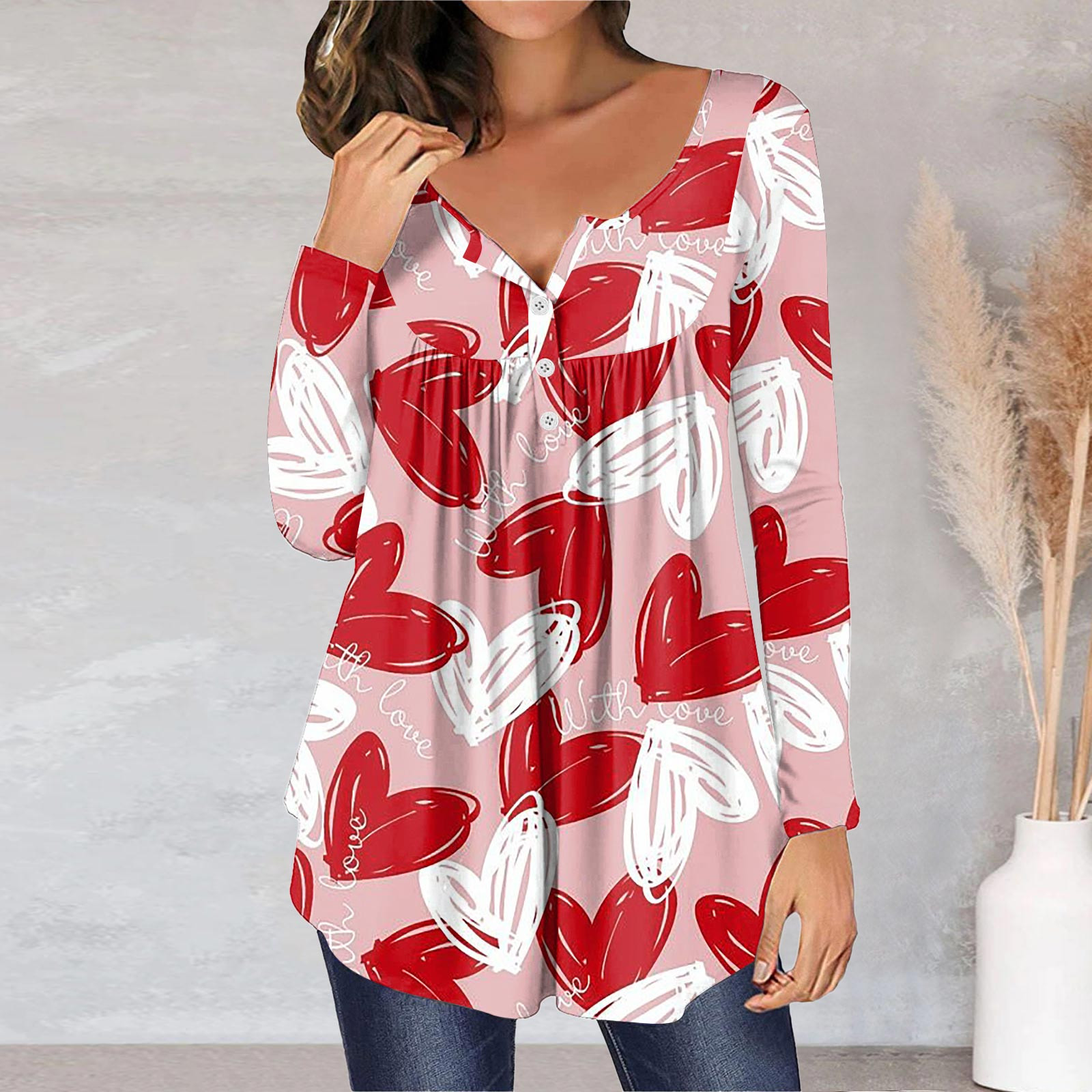 Baqcunre Valentine'S Day Shirts For Women Love Shirt Print Tree T Shirt