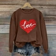 thumbnail image 1 of Baqcunre Valentine'S Day Shirts For Women Love Women's Love Printed Round Neck Long Sleeve Top(Brown S-XXL),Long Sleeve Shirts For Women Graphic Tees Holiday Tops For Women 2023 Womens Tops, 1 of 4
