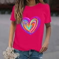 thumbnail image 1 of Baqcunre Valentine'S Day Shirts For Women New Simple Love Printed Round Neck Short Sleeved T Shirt Casual Top(Hot Pink S-3XL),Womens Tops Graphic Tees For Women Shirts For Women Womens Clothes, 1 of 4