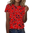 thumbnail image 1 of Baqcunre Valentine'S Day Shirts For Women Spring Round Neck Short Sleeve Valentine's Day Printed Loose Casual T Shirt(Red S-XXL),Womens Tops Graphic Tees For Women Shirts For Women Womens Tops, 1 of 3