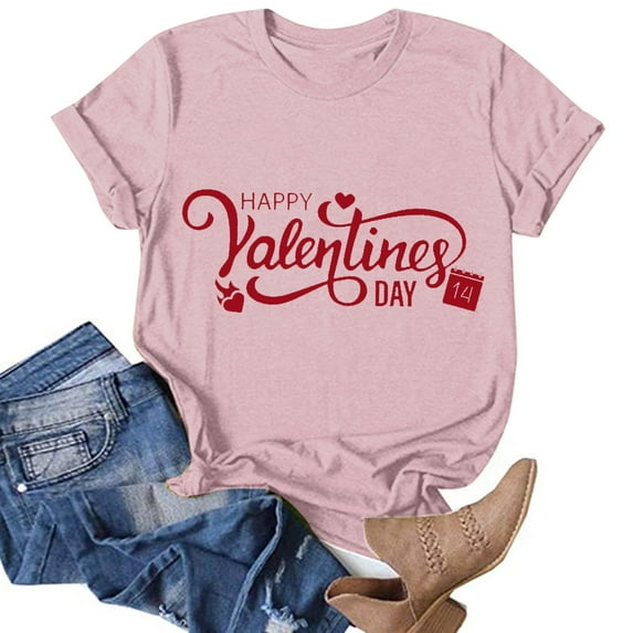 Baqcunre Valentine'S Day Shirts For Women Sweatshirt Womens Cute Trendy Shirt Casual Short Sleeve Pullover Tops(Hot Pink S-3XL),Womens Tops Graphic Tees For Women Shirts For Women Womens Tops
