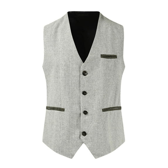 Baqcunre Vest For Men Mens Casual Wedding Party Banquet V Neck Sleeveless Slim Fit Jacket Suit Vest Blazer For Men Tops For Men White L