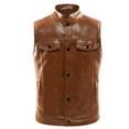 thumbnail image 1 of Baqcunre Vest For Men Mens Leather Pocket Button Stand Up Collar Lunch Break Leather Leather Vest Vest Coat Jacket Leather Jacket Men Tops For Men Yellow L, 1 of 5