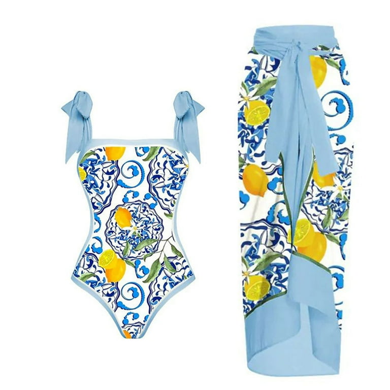 Lemon print bathing suit top
